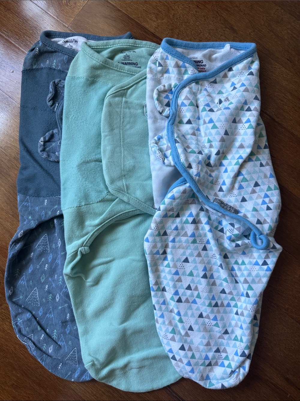 SwaddleMe Baby Wraps - Teal, Mint & Light Blue Triangle Set